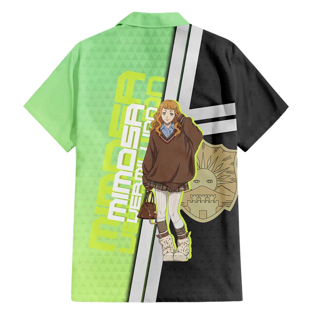 Black Clover Mimosa Vermillion Family Matching Off Shoulder Short Dress and Hawaiian Shirt Cozy Academia Anime Style