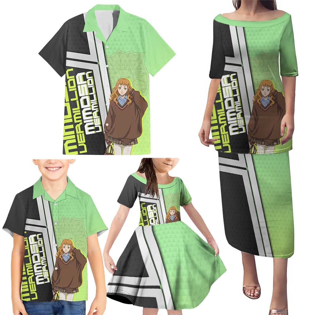Black Clover Mimosa Vermillion Family Matching Puletasi and Hawaiian Shirt Cozy Academia Anime Style