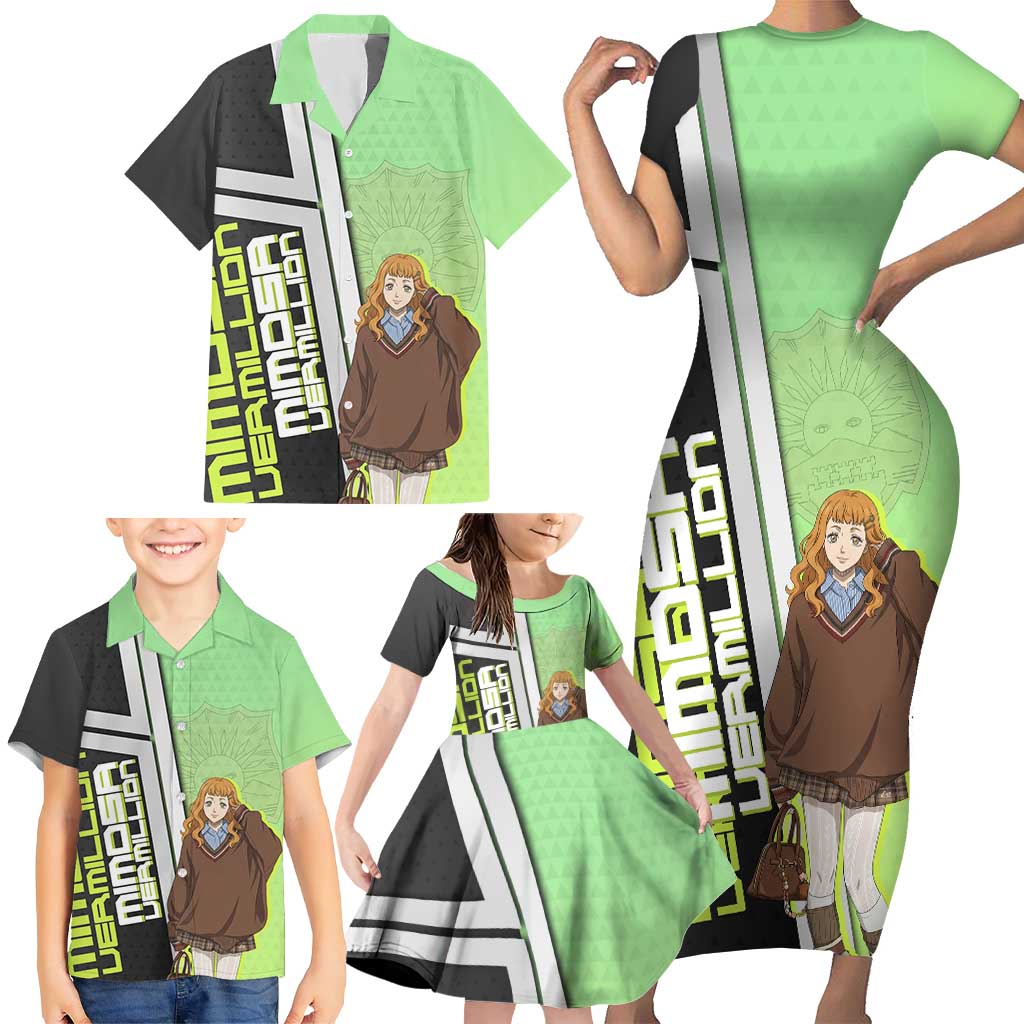 Black Clover Mimosa Vermillion Family Matching Short Sleeve Bodycon Dress and Hawaiian Shirt Cozy Academia Anime Style