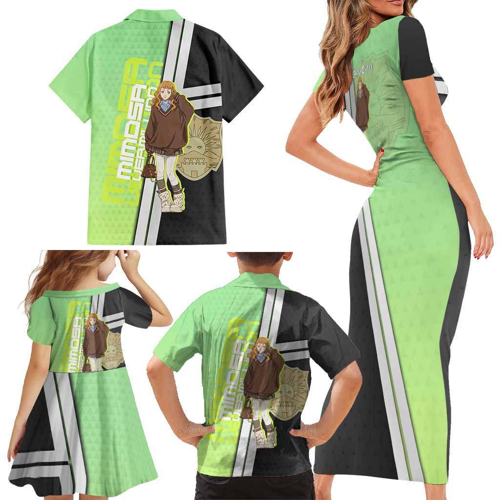 Black Clover Mimosa Vermillion Family Matching Short Sleeve Bodycon Dress and Hawaiian Shirt Cozy Academia Anime Style