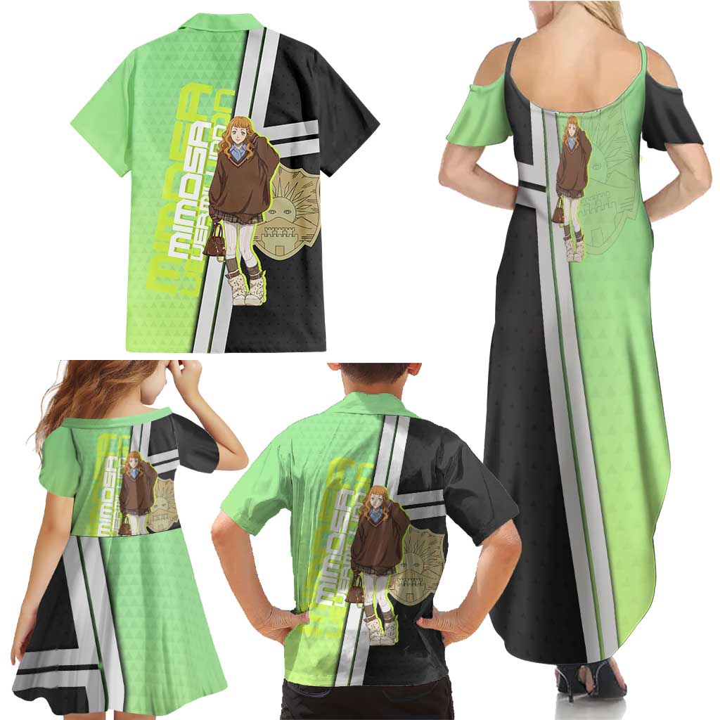 Black Clover Mimosa Vermillion Family Matching Summer Maxi Dress and Hawaiian Shirt Cozy Academia Anime Style