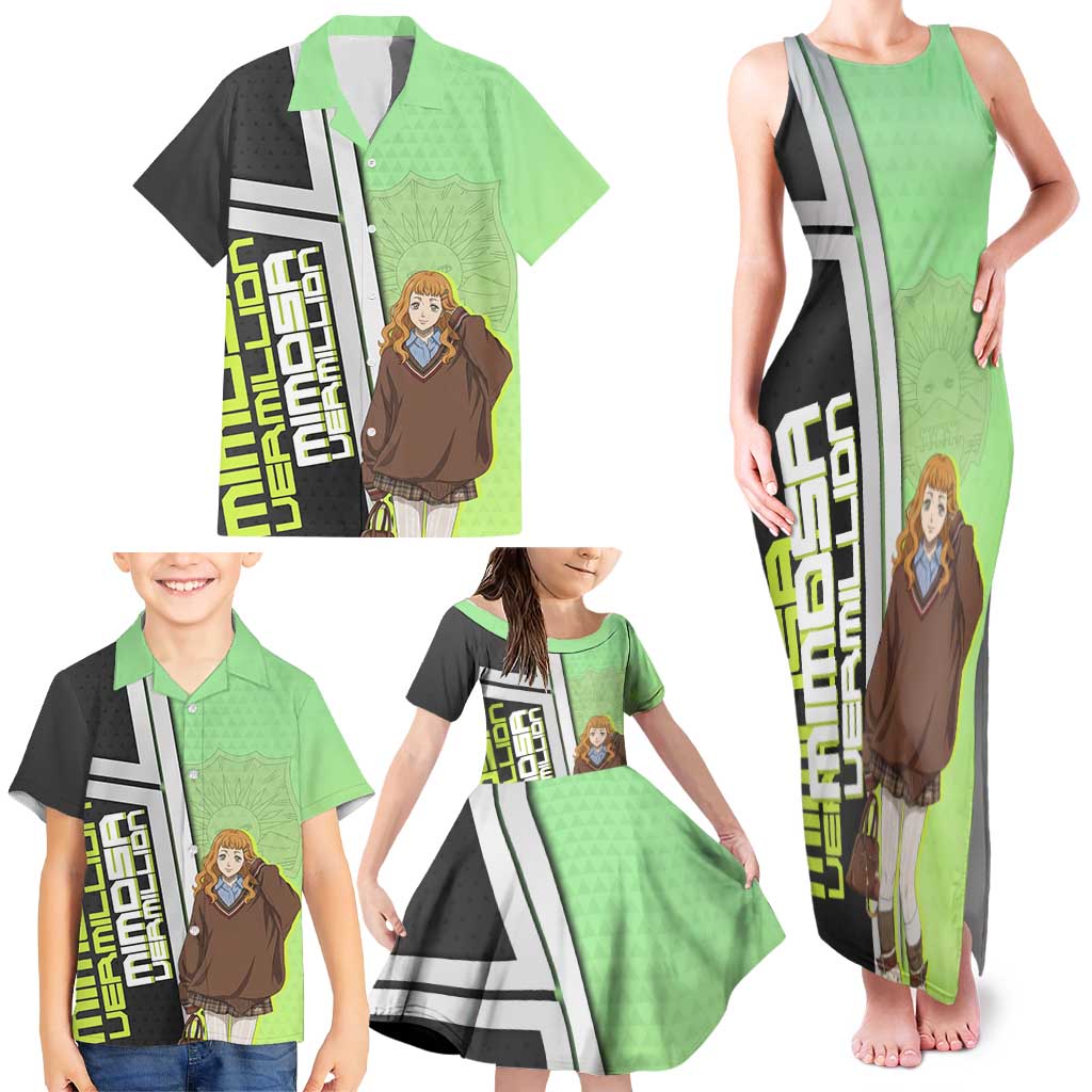 Black Clover Mimosa Vermillion Family Matching Tank Maxi Dress and Hawaiian Shirt Cozy Academia Anime Style