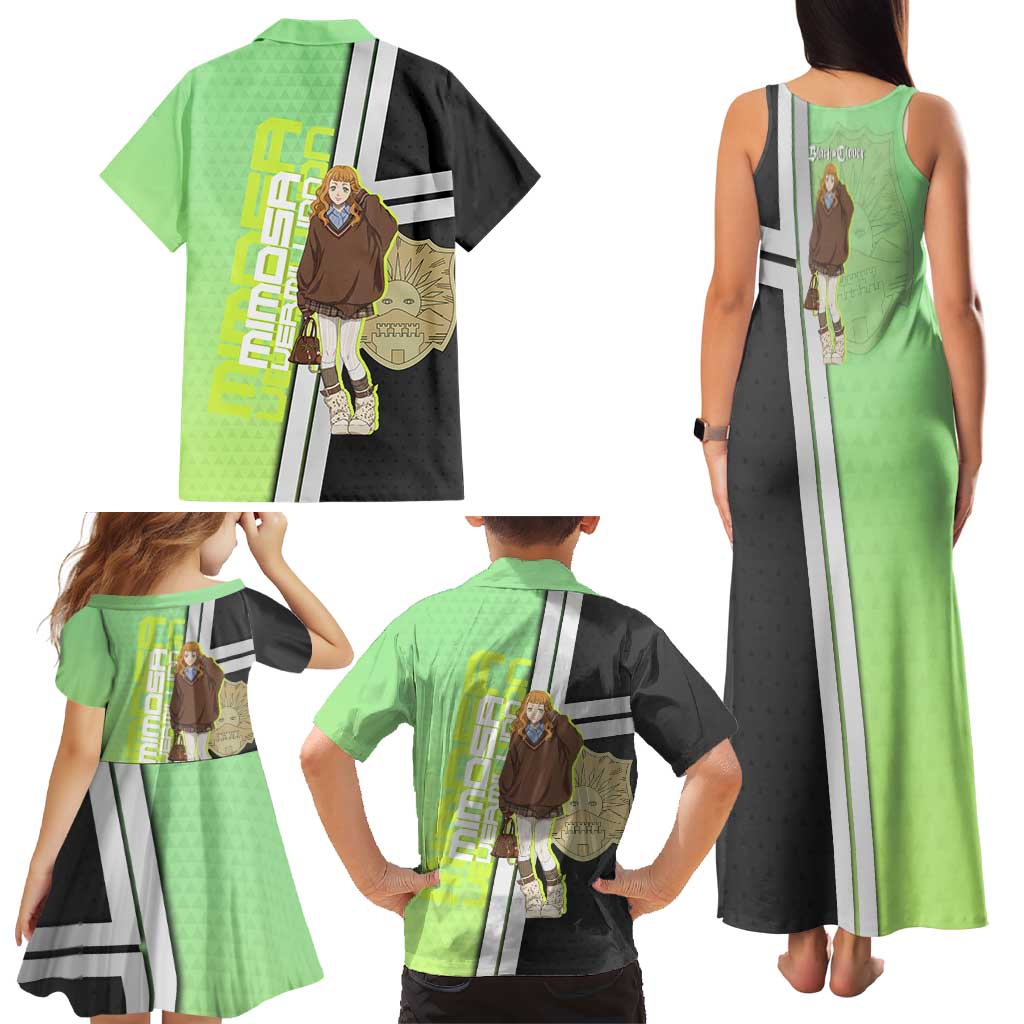 Black Clover Mimosa Vermillion Family Matching Tank Maxi Dress and Hawaiian Shirt Cozy Academia Anime Style