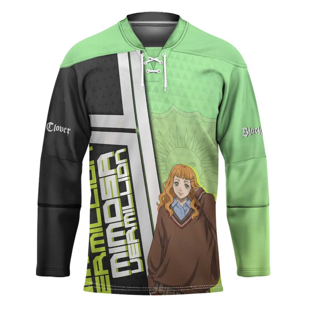 Black Clover Mimosa Vermillion Hockey Jersey Cozy Academia Anime Style