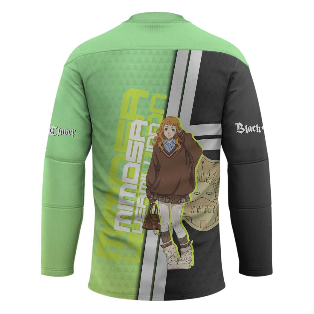Black Clover Mimosa Vermillion Hockey Jersey Cozy Academia Anime Style