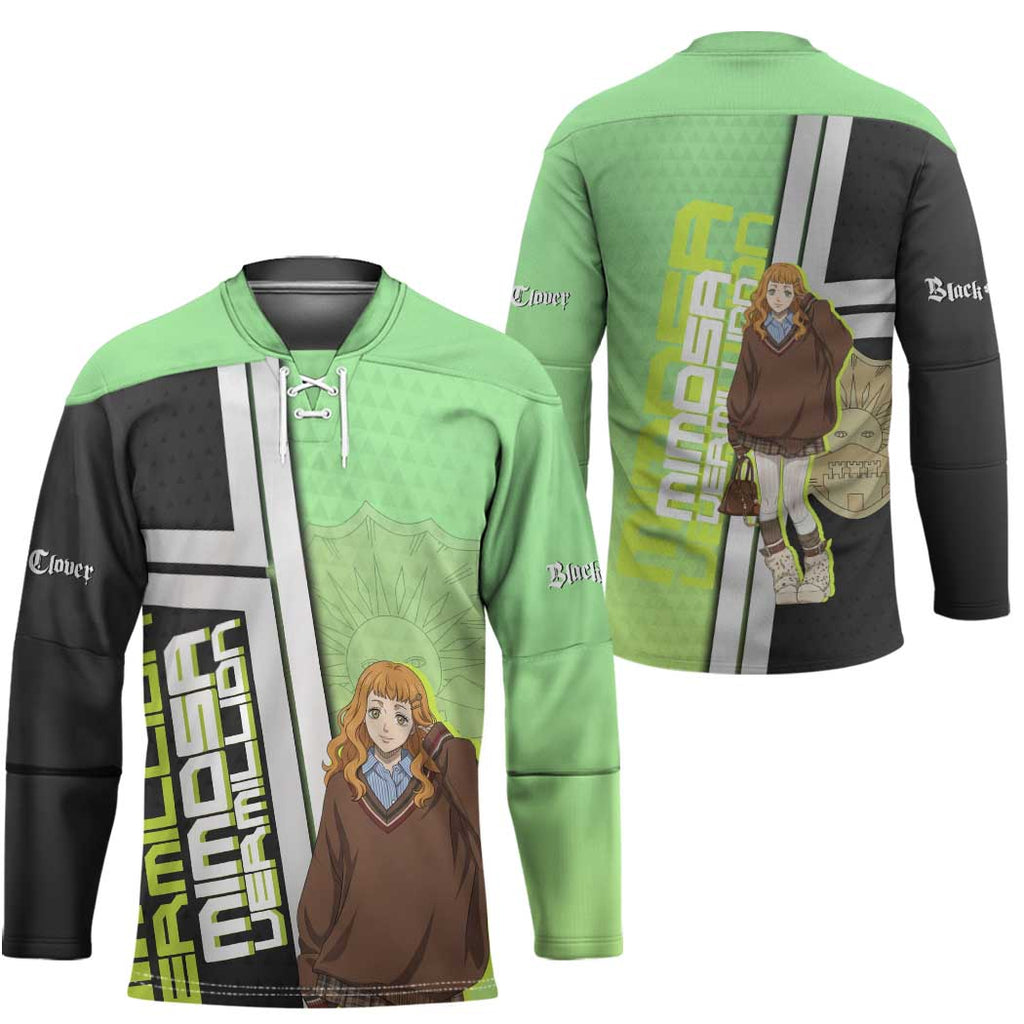 Black Clover Mimosa Vermillion Hockey Jersey Cozy Academia Anime Style