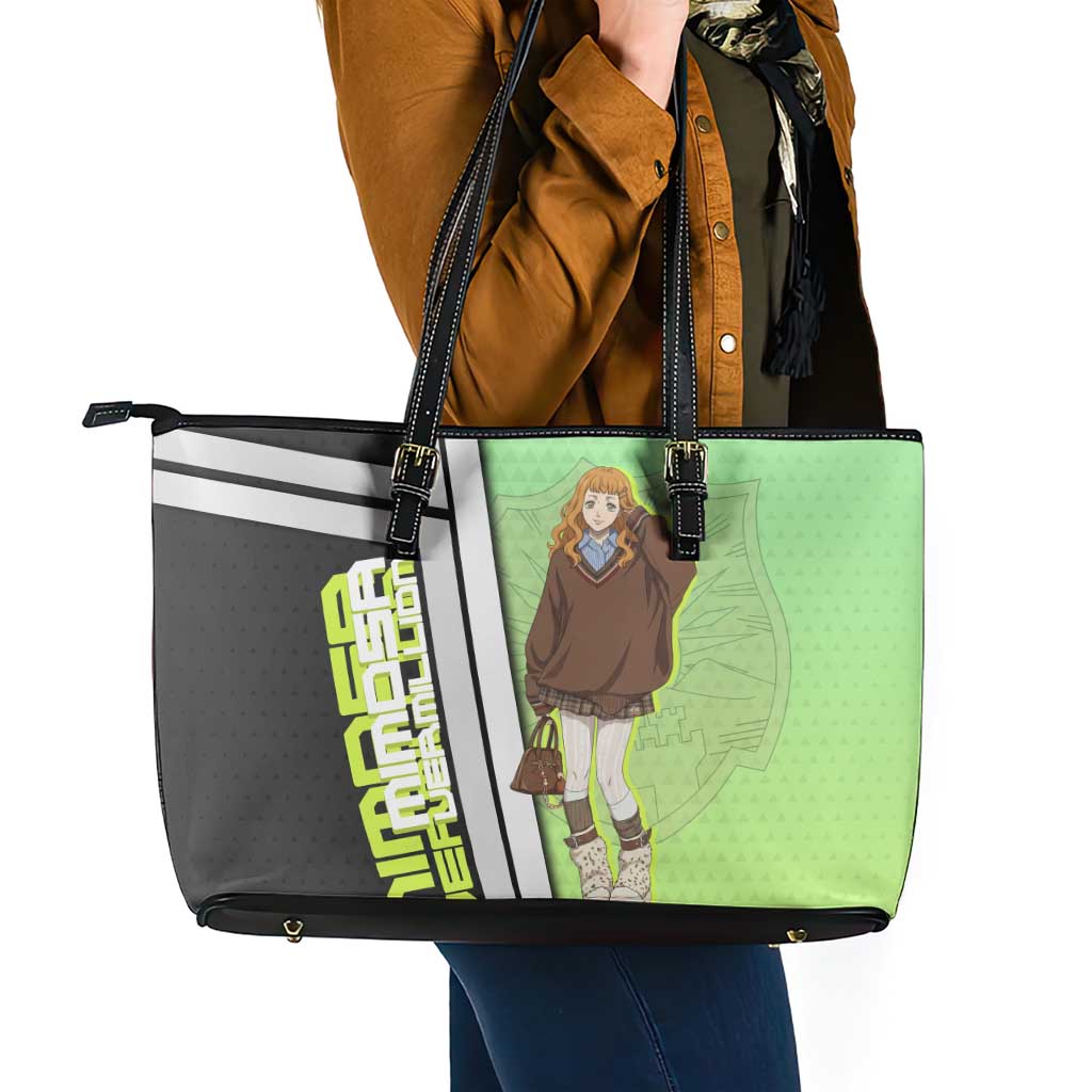 Black Clover Mimosa Vermillion Leather Tote Bag Cozy Academia Anime Style