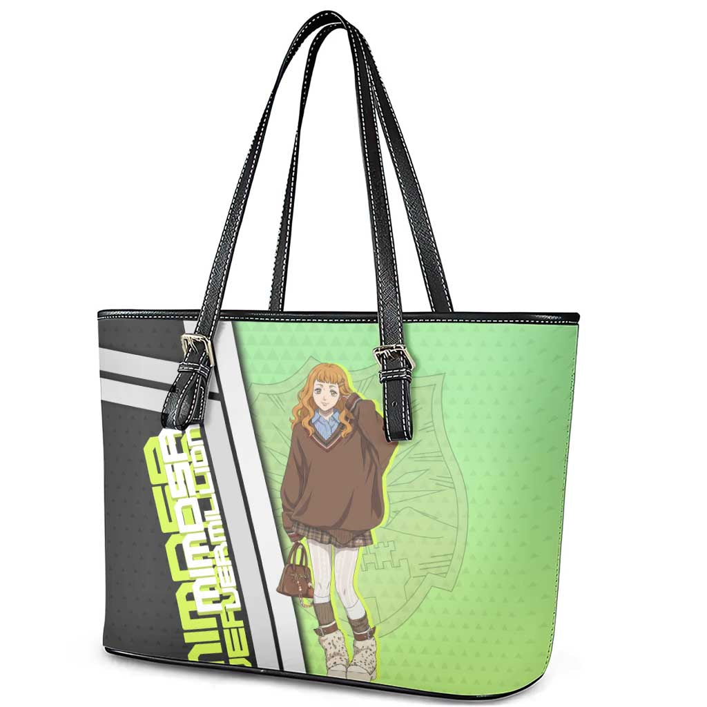Black Clover Mimosa Vermillion Leather Tote Bag Cozy Academia Anime Style