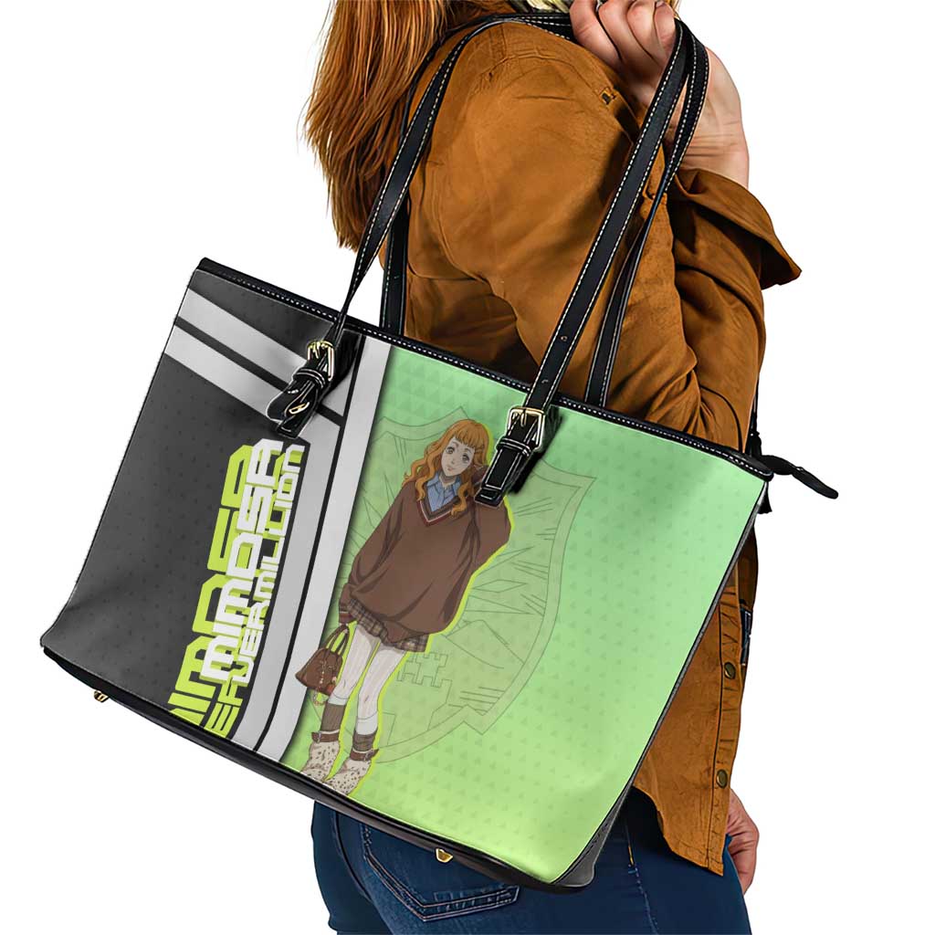 Black Clover Mimosa Vermillion Leather Tote Bag Cozy Academia Anime Style