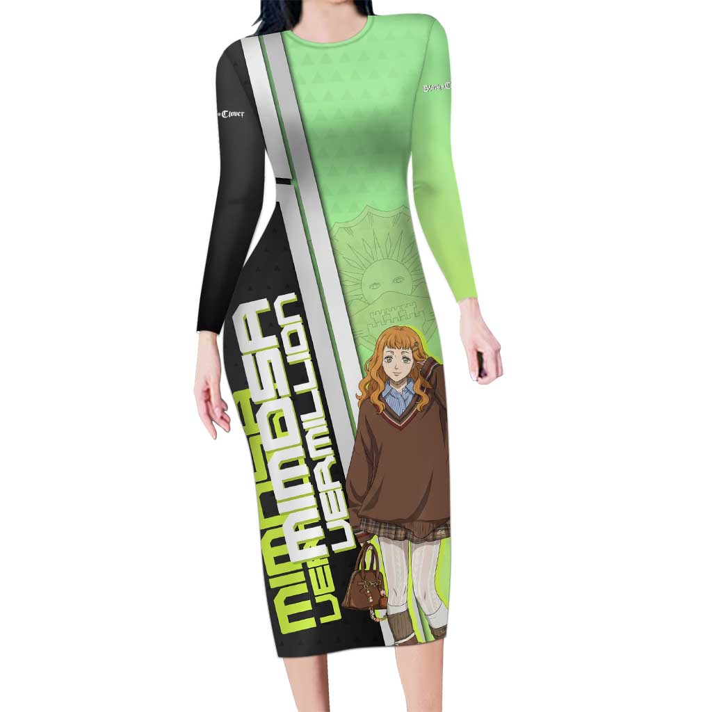 Black Clover Mimosa Vermillion Long Sleeve Bodycon Dress Cozy Academia Anime Style