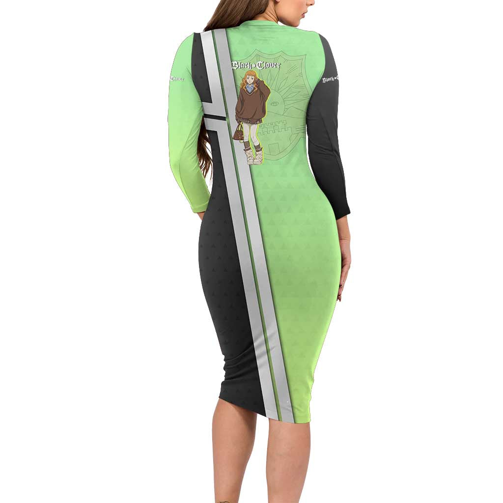 Black Clover Mimosa Vermillion Long Sleeve Bodycon Dress Cozy Academia Anime Style