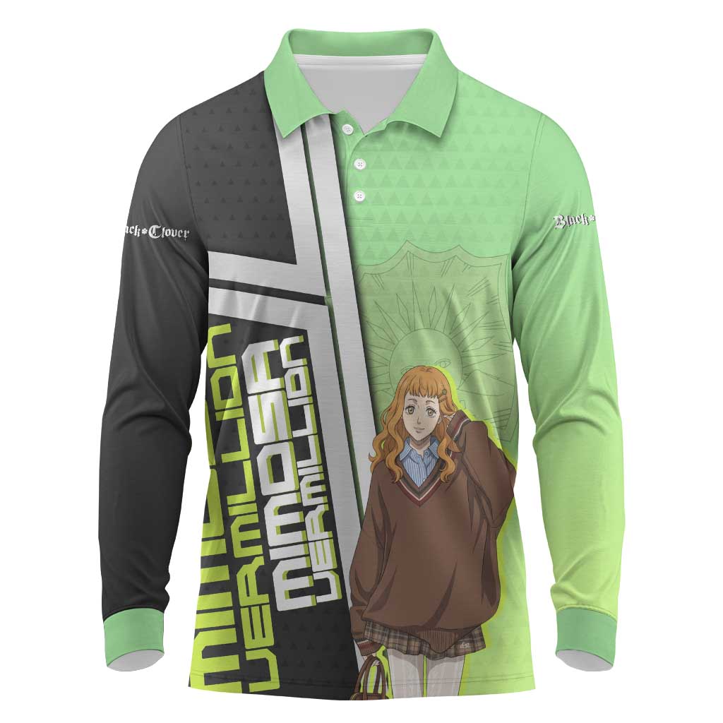 Black Clover Mimosa Vermillion Long Sleeve Polo Shirt Cozy Academia Anime Style