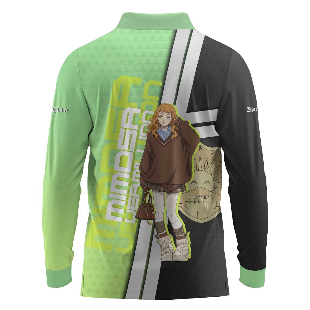 Black Clover Mimosa Vermillion Long Sleeve Polo Shirt Cozy Academia Anime Style