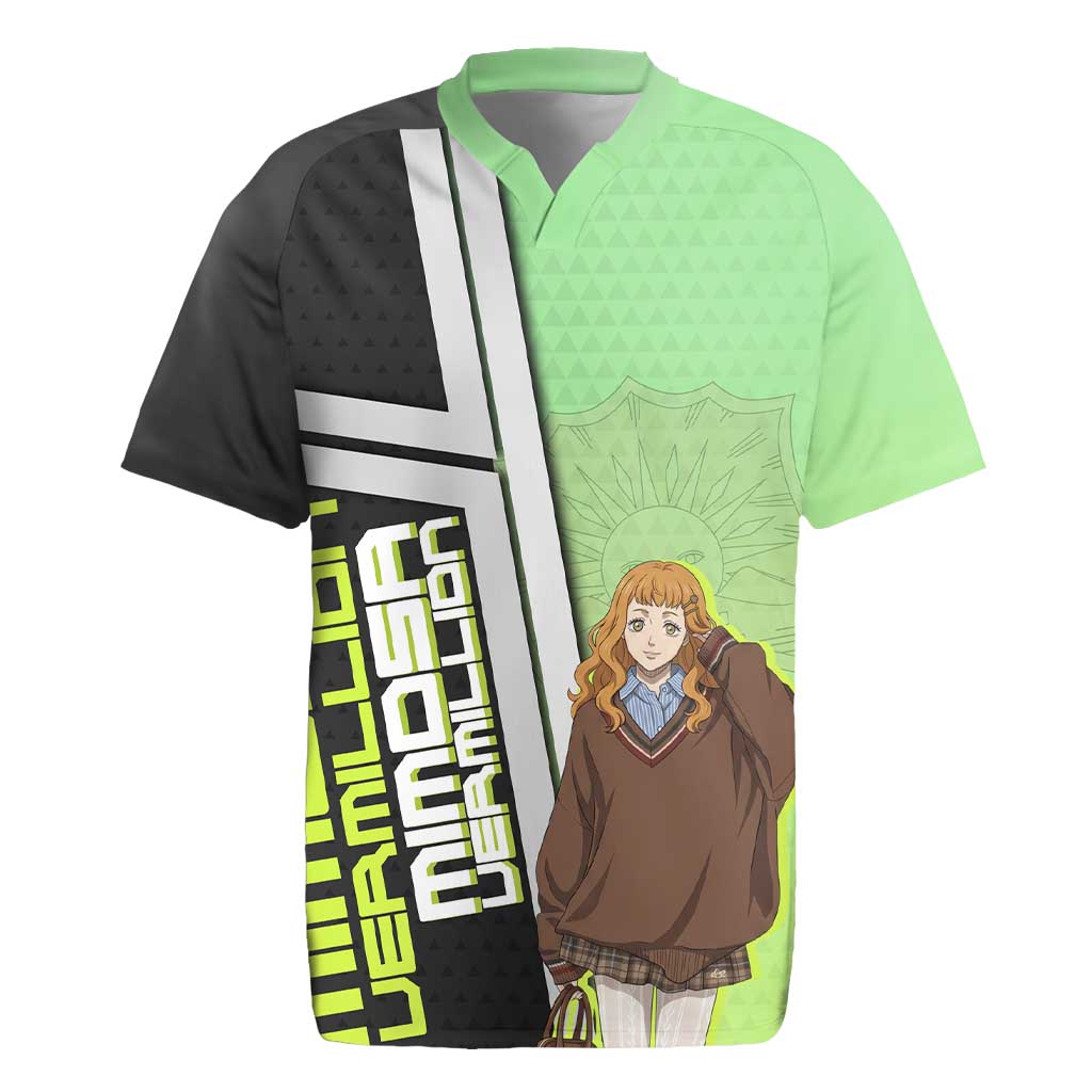 Black Clover Mimosa Vermillion Rugby Jersey Cozy Academia Anime Style