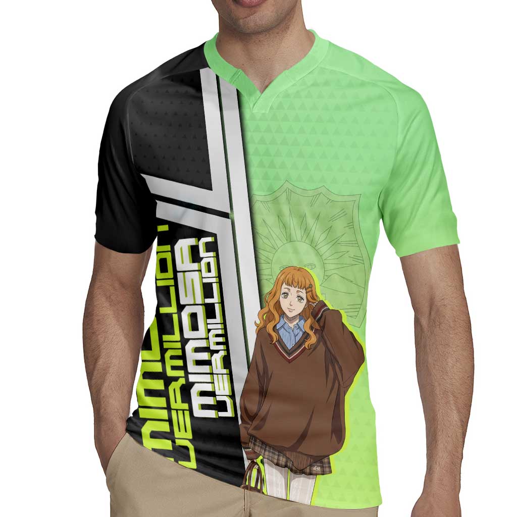 Black Clover Mimosa Vermillion Rugby Jersey Cozy Academia Anime Style