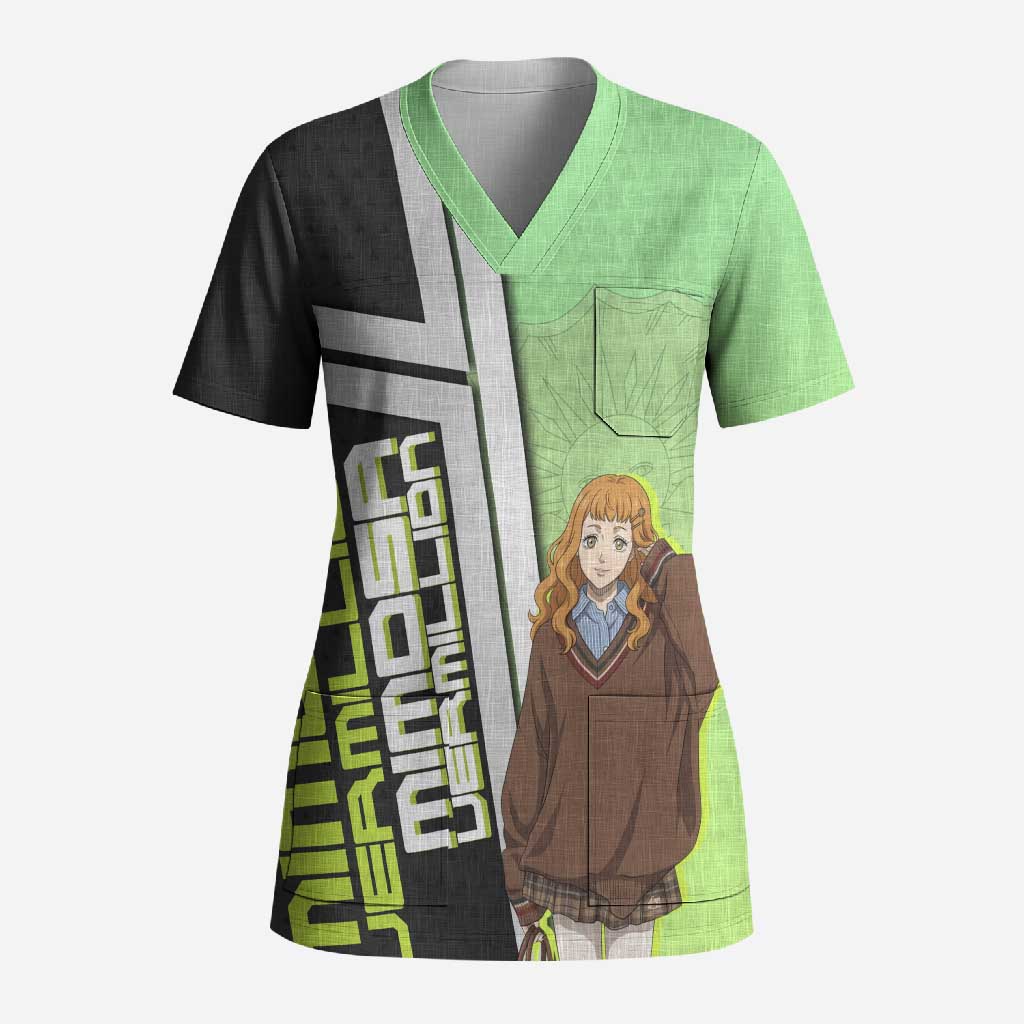 Black Clover Mimosa Vermillion Scrub Top Cozy Academia Anime Style