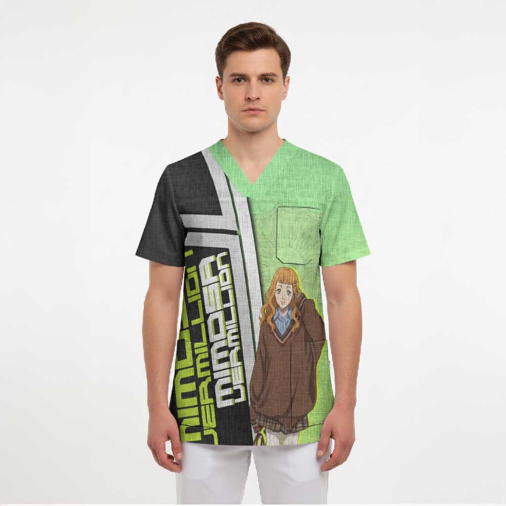 Black Clover Mimosa Vermillion Scrub Top Cozy Academia Anime Style