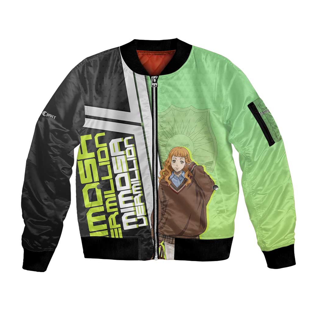 Black Clover Mimosa Vermillion Sleeve Zip Bomber Jacket Cozy Academia Anime Style