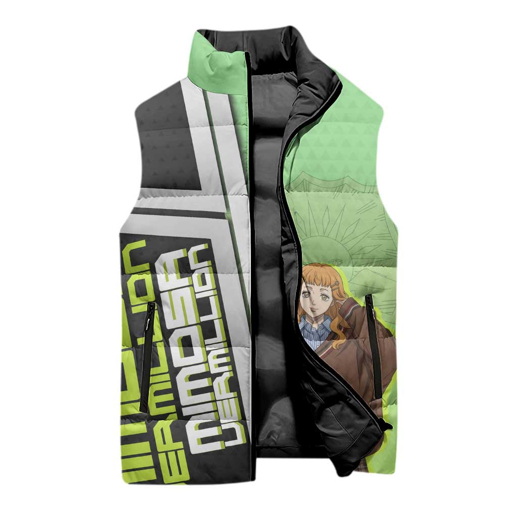 Black Clover Mimosa Vermillion Sleeveless Puffer Jacket Cozy Academia Anime Style