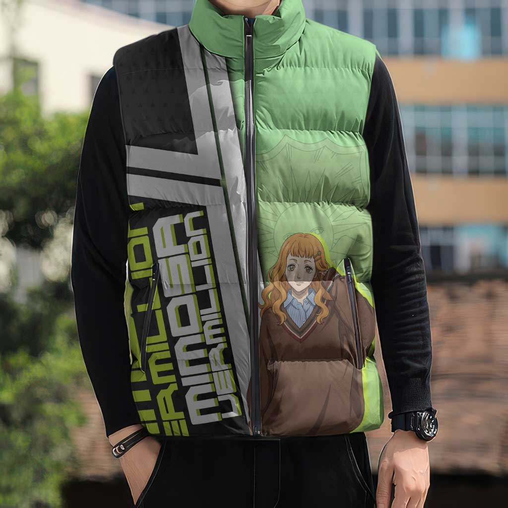 Black Clover Mimosa Vermillion Sleeveless Puffer Jacket Cozy Academia Anime Style