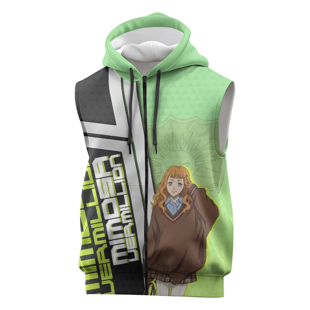 Black Clover Mimosa Vermillion Sleeveless Zip Hoodie Cozy Academia Anime Style