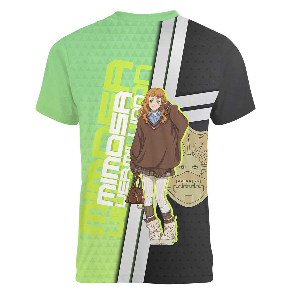 Black Clover Mimosa Vermillion Women V-Neck T-Shirt Cozy Academia Anime Style