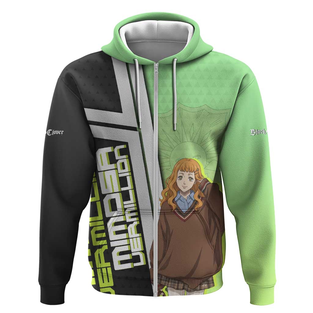 Black Clover Mimosa Vermillion Zip Hoodie Cozy Academia Anime Style