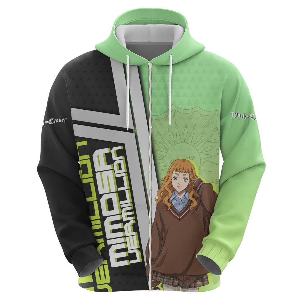 Black Clover Mimosa Vermillion Zip Hoodie Cozy Academia Anime Style