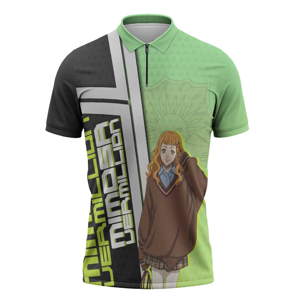 Black Clover Mimosa Vermillion Zipper Polo Shirt Cozy Academia Anime Style