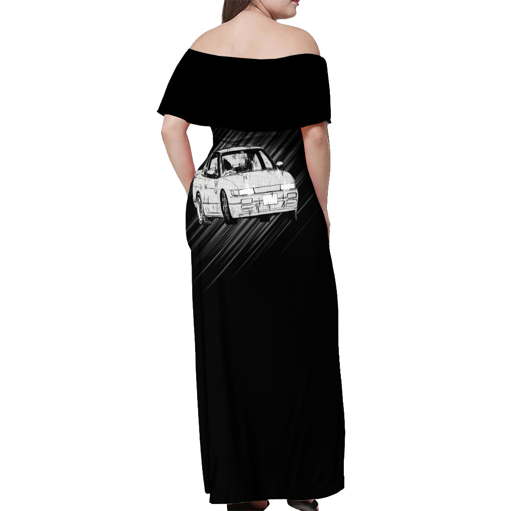 Mako Sato SilEighty Initial D Off Shoulder Maxi Dress Manga Mix Anime Style