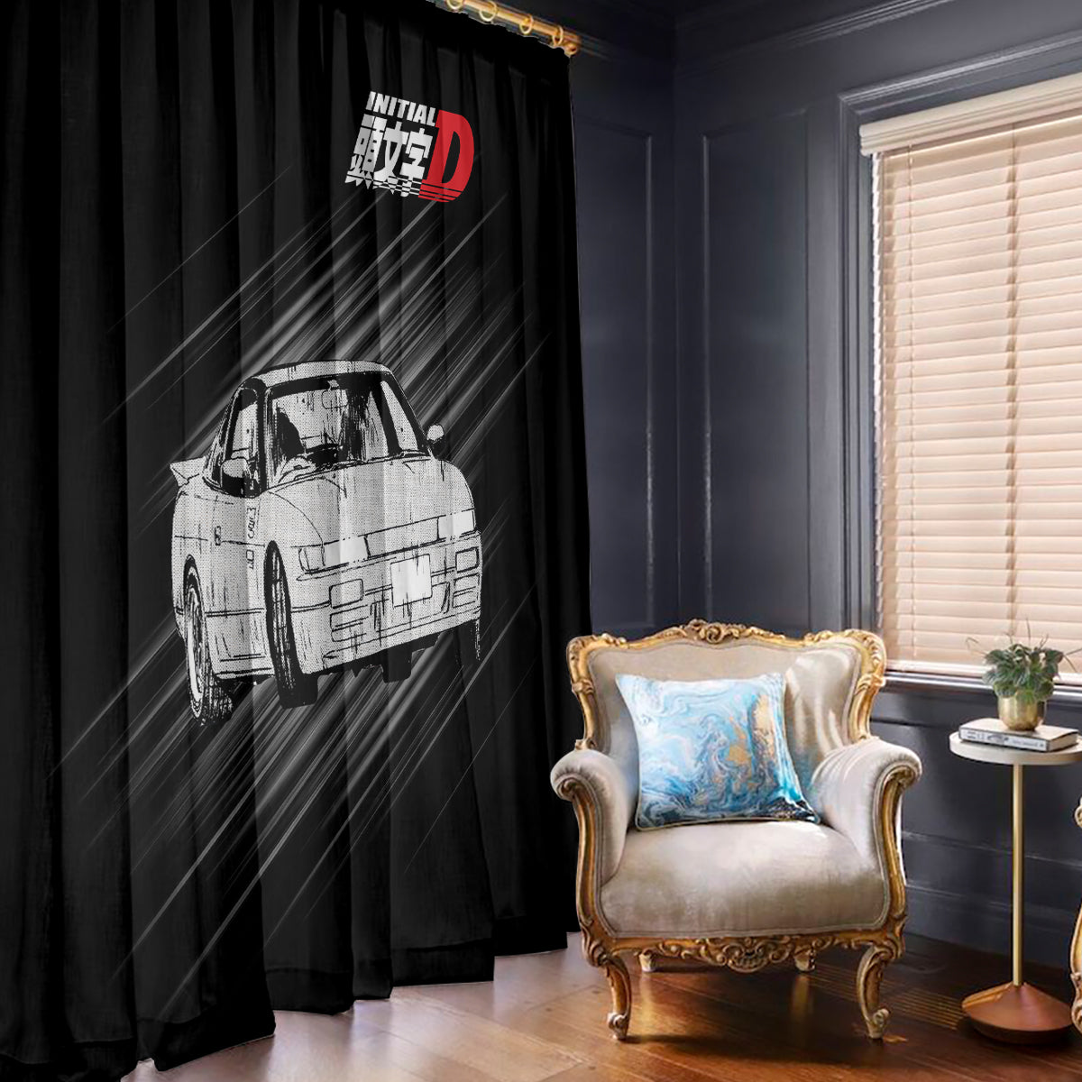 Mako Sato SilEighty Initial D Window Curtain Manga Mix Anime Style