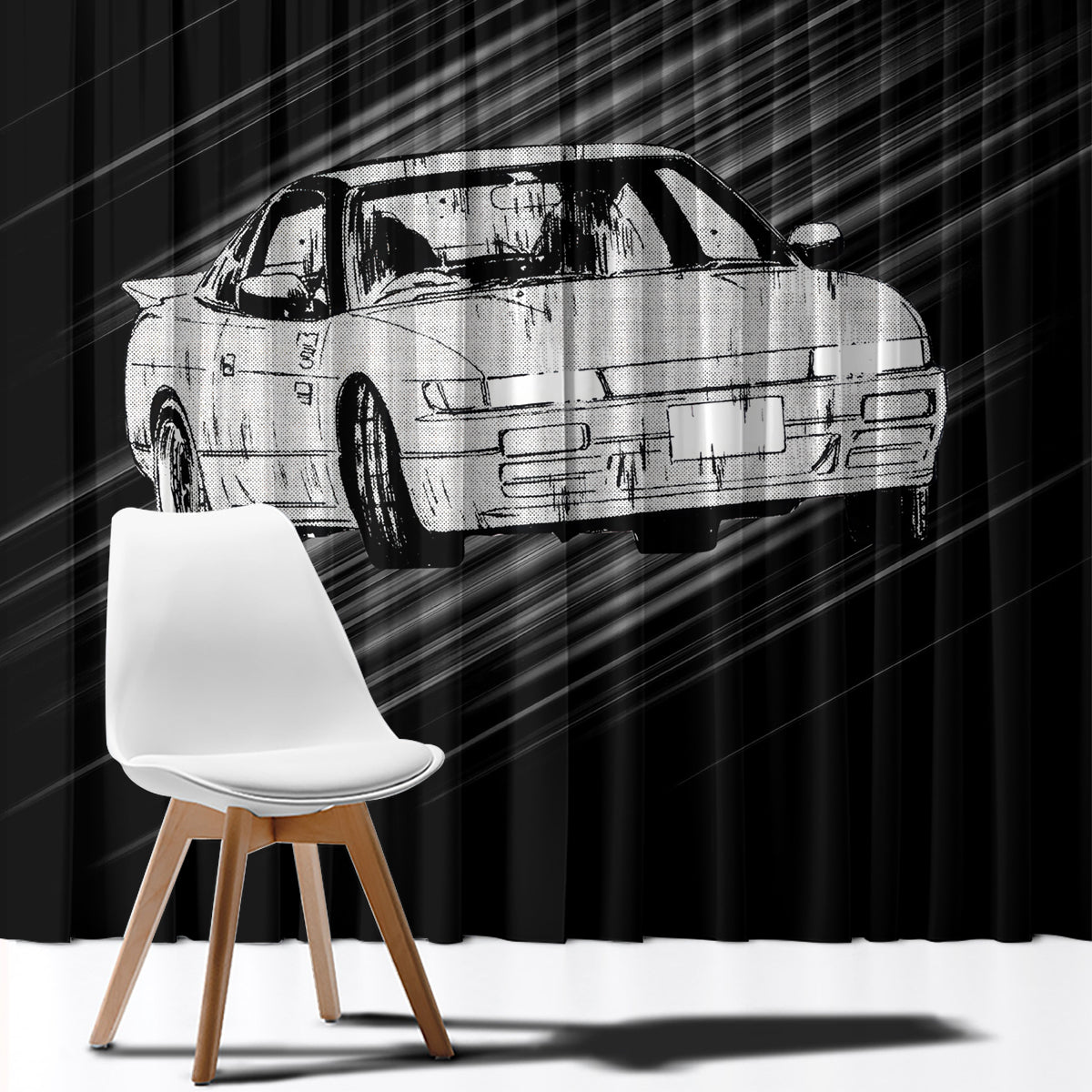 Mako Sato SilEighty Initial D Window Curtain Manga Mix Anime Style