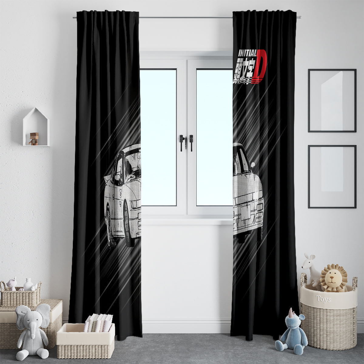 Mako Sato SilEighty Initial D Window Curtain Manga Mix Anime Style
