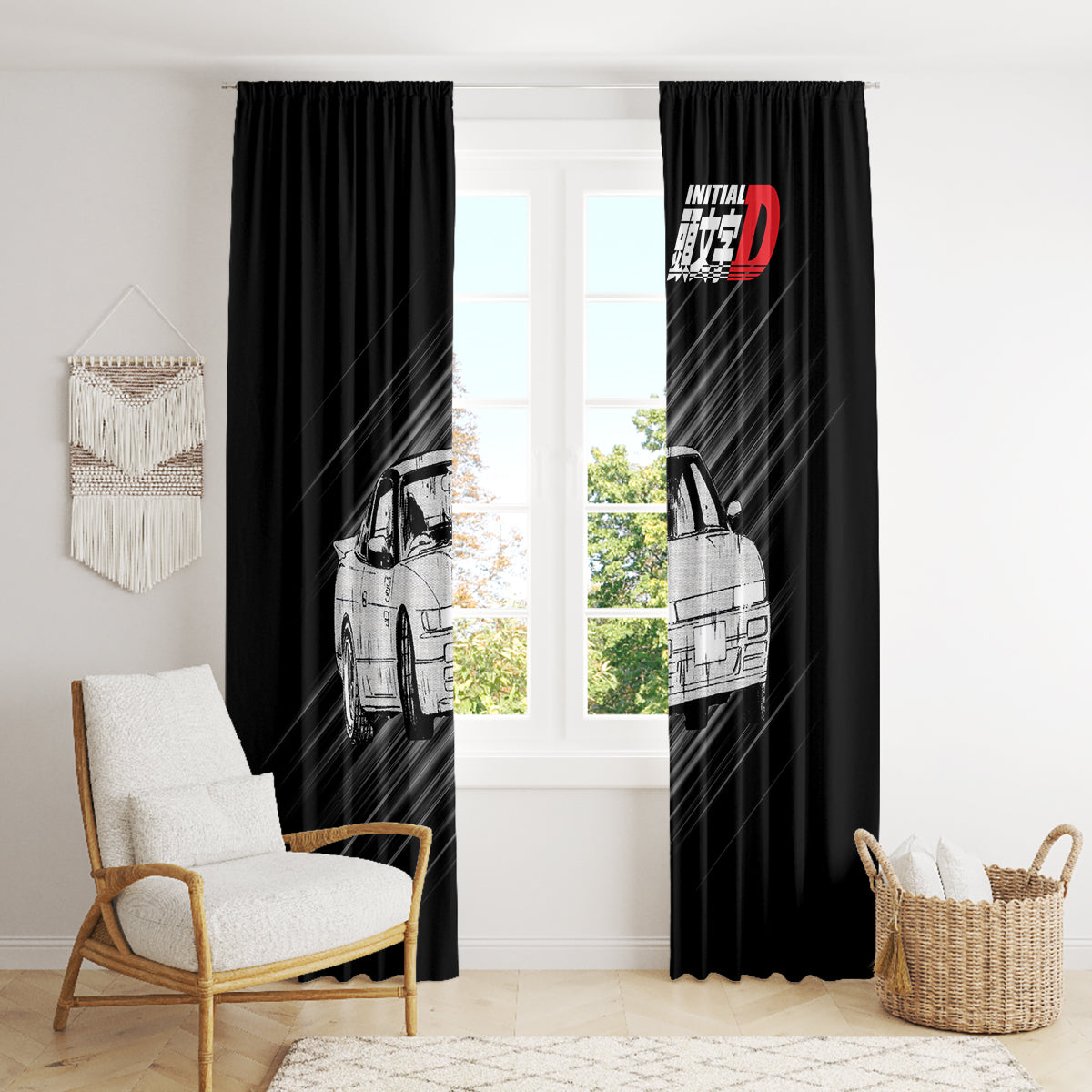 Mako Sato SilEighty Initial D Window Curtain Manga Mix Anime Style