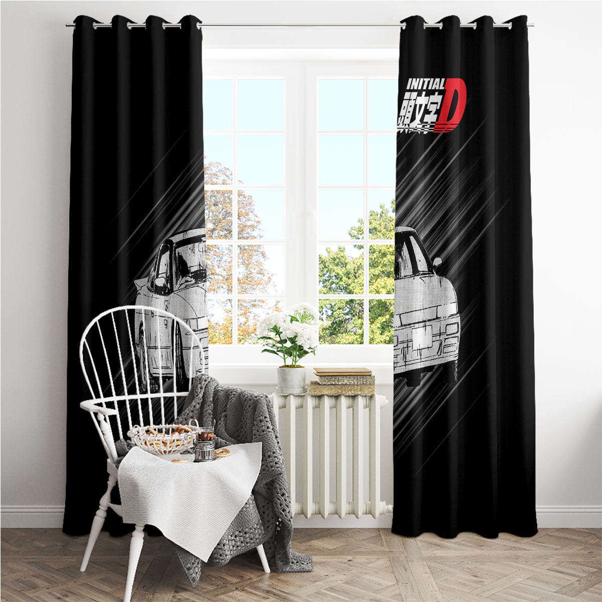 Mako Sato SilEighty Initial D Window Curtain Manga Mix Anime Style