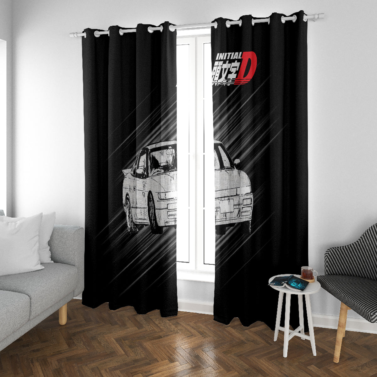 Mako Sato SilEighty Initial D Window Curtain Manga Mix Anime Style