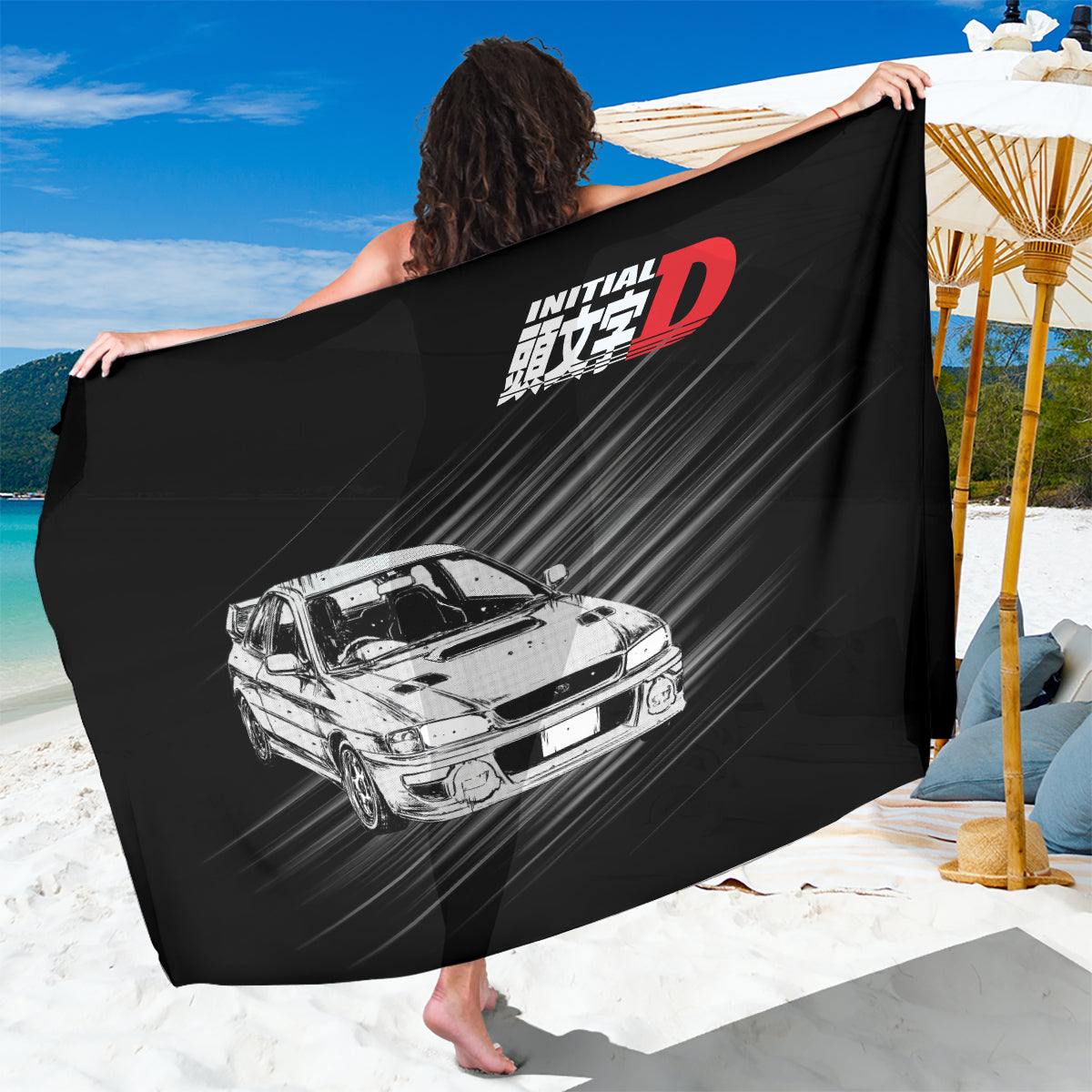 Bunta Fujiwara Impreza Initial D Sarong Manga Mix Anime Style