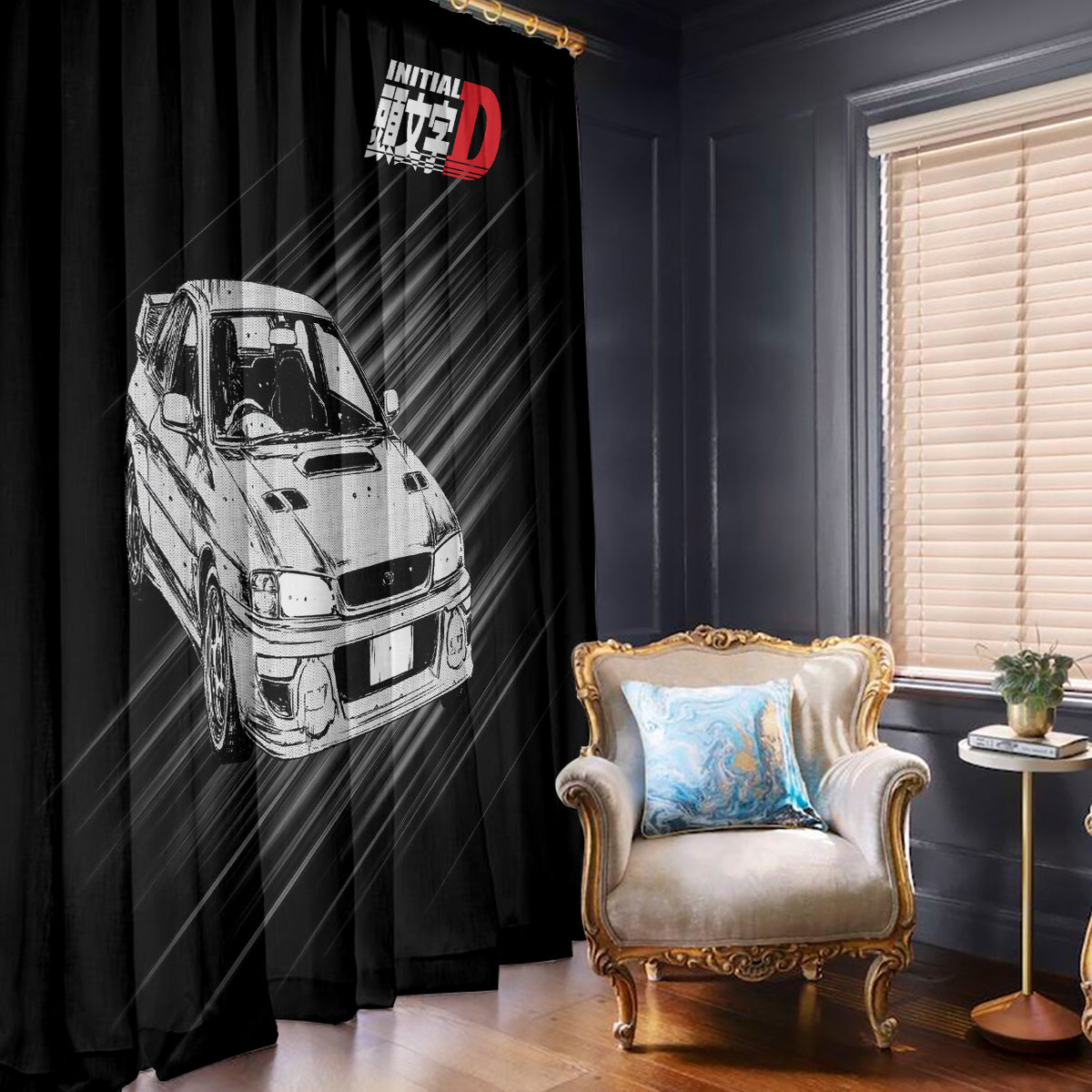 Bunta Fujiwara Impreza Initial D Window Curtain Manga Mix Anime Style