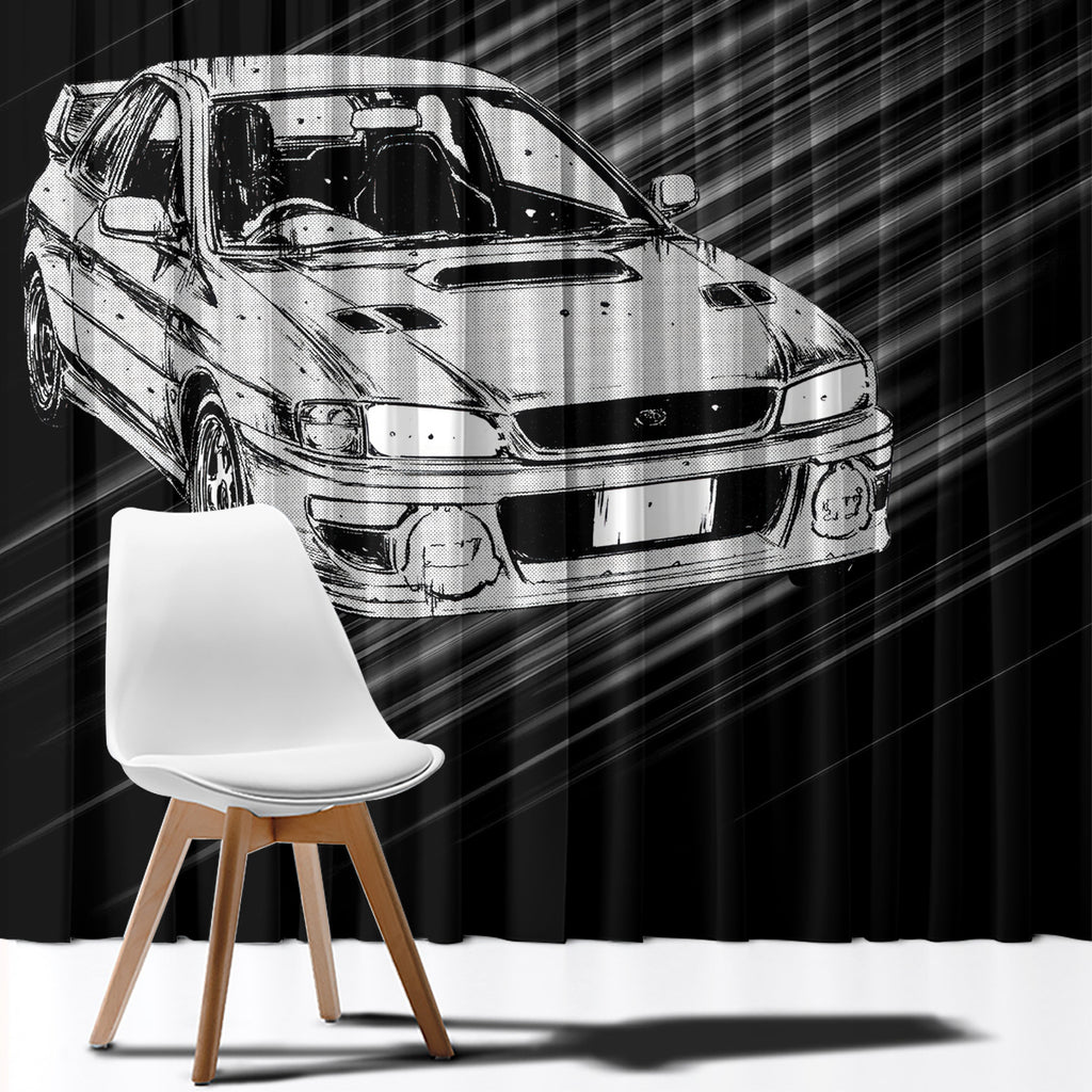 Bunta Fujiwara Impreza Initial D Window Curtain Manga Mix Anime Style