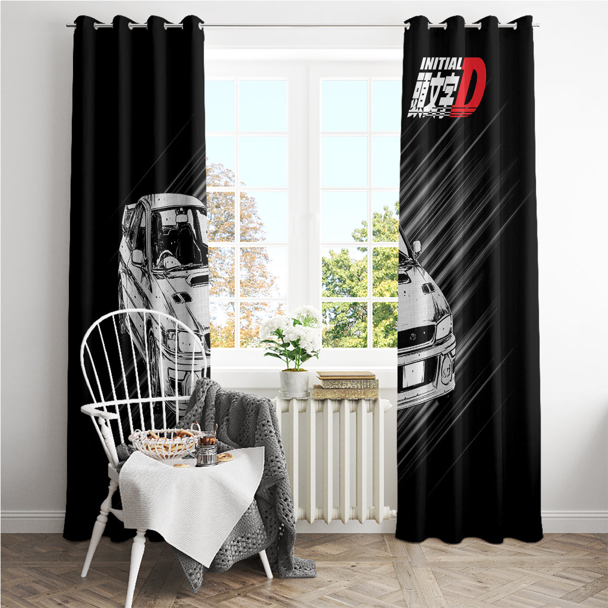 Bunta Fujiwara Impreza Initial D Window Curtain Manga Mix Anime Style