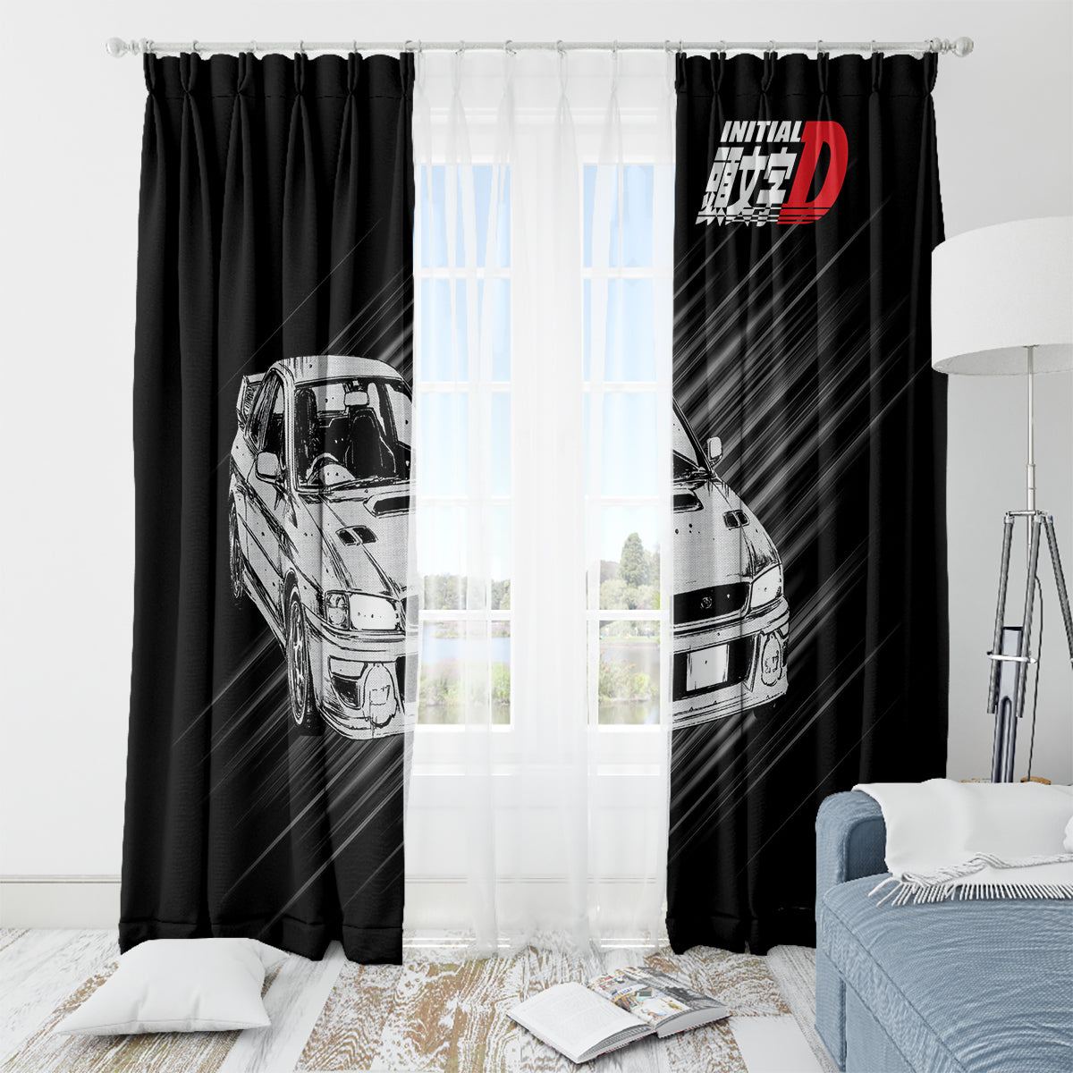Bunta Fujiwara Impreza Initial D Window Curtain Manga Mix Anime Style