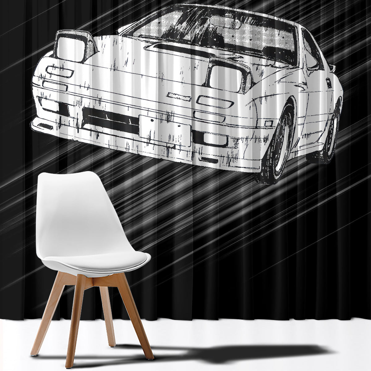 Keisuke Takahashi RX-7 Initial D Window Curtain Manga Mix Anime Style