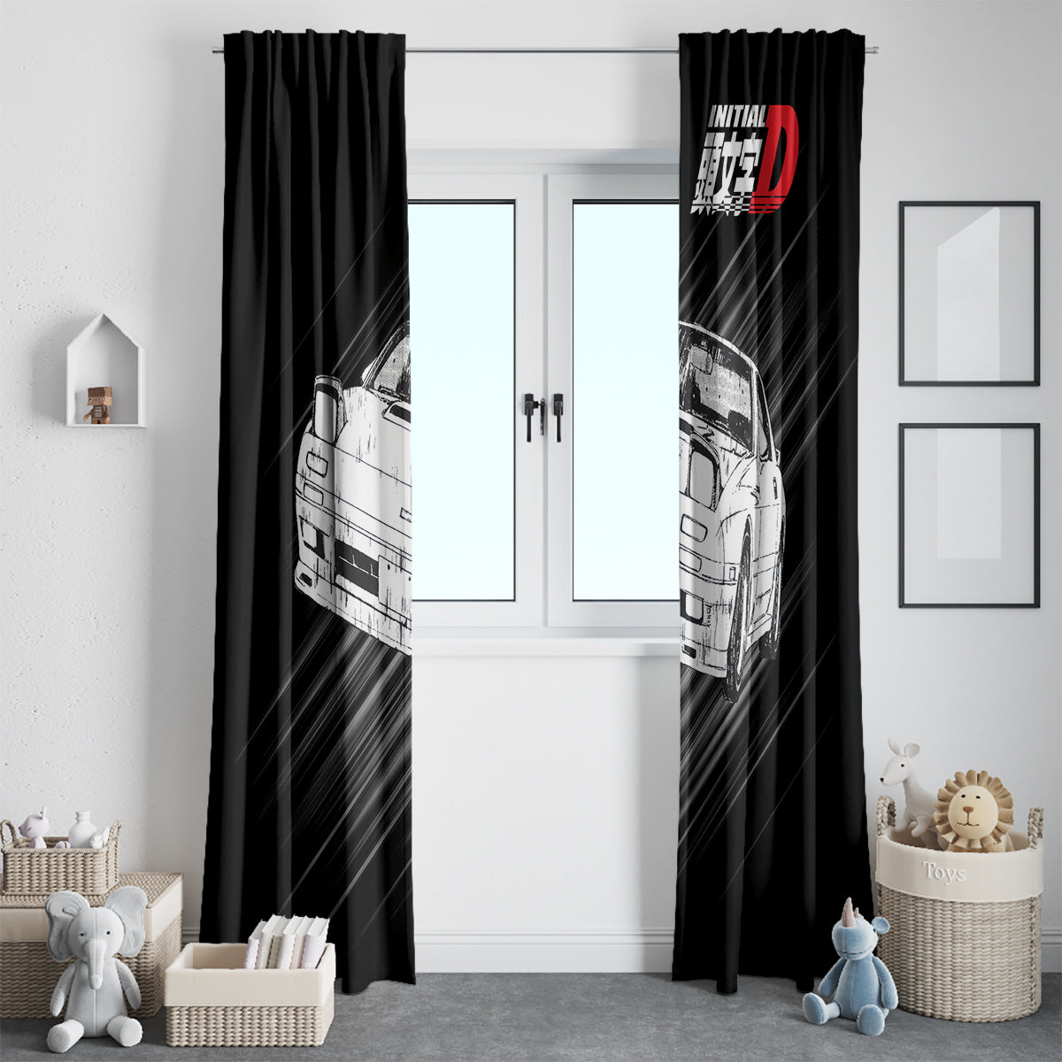 Keisuke Takahashi RX-7 Initial D Window Curtain Manga Mix Anime Style