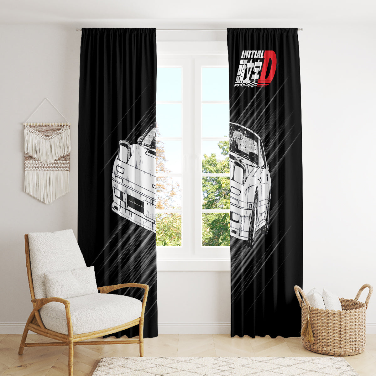 Keisuke Takahashi RX-7 Initial D Window Curtain Manga Mix Anime Style
