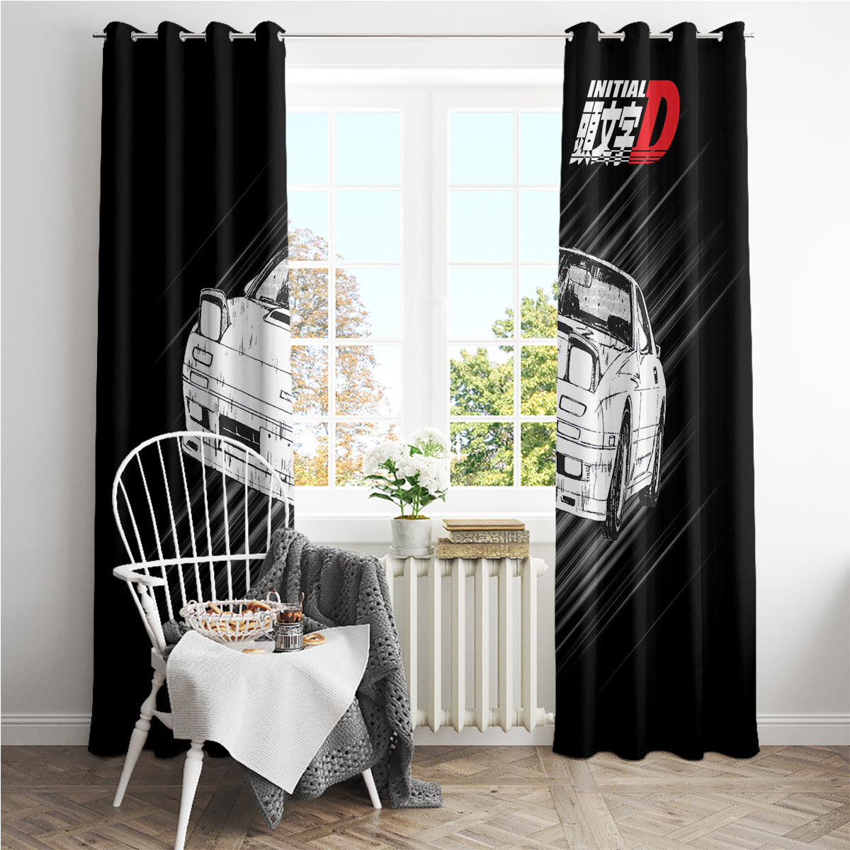Keisuke Takahashi RX-7 Initial D Window Curtain Manga Mix Anime Style