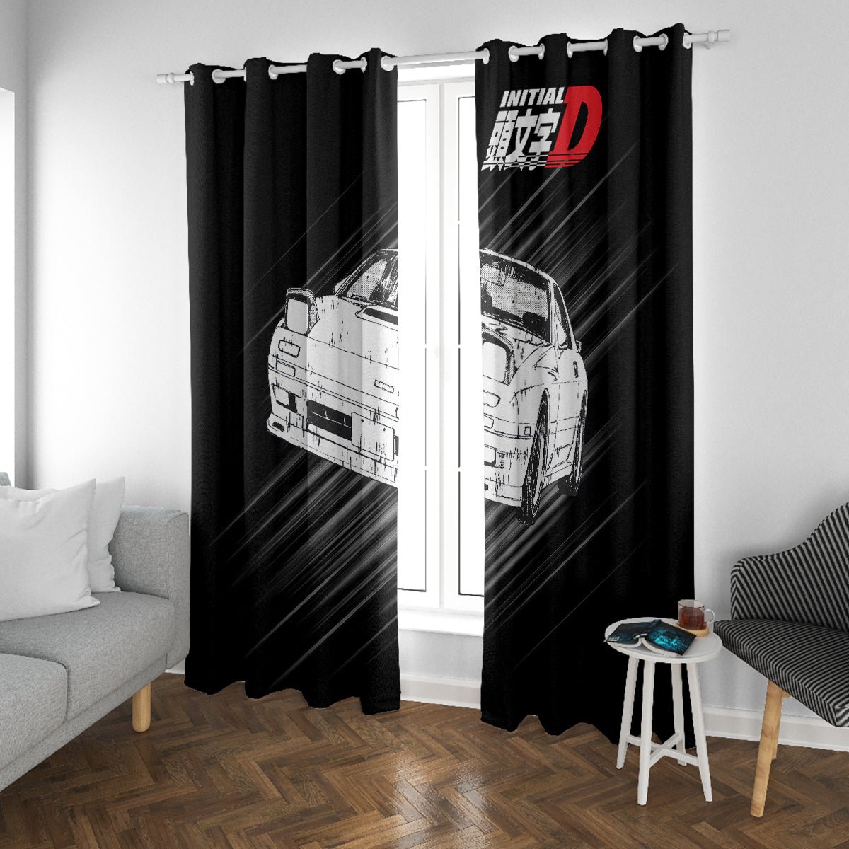 Keisuke Takahashi RX-7 Initial D Window Curtain Manga Mix Anime Style