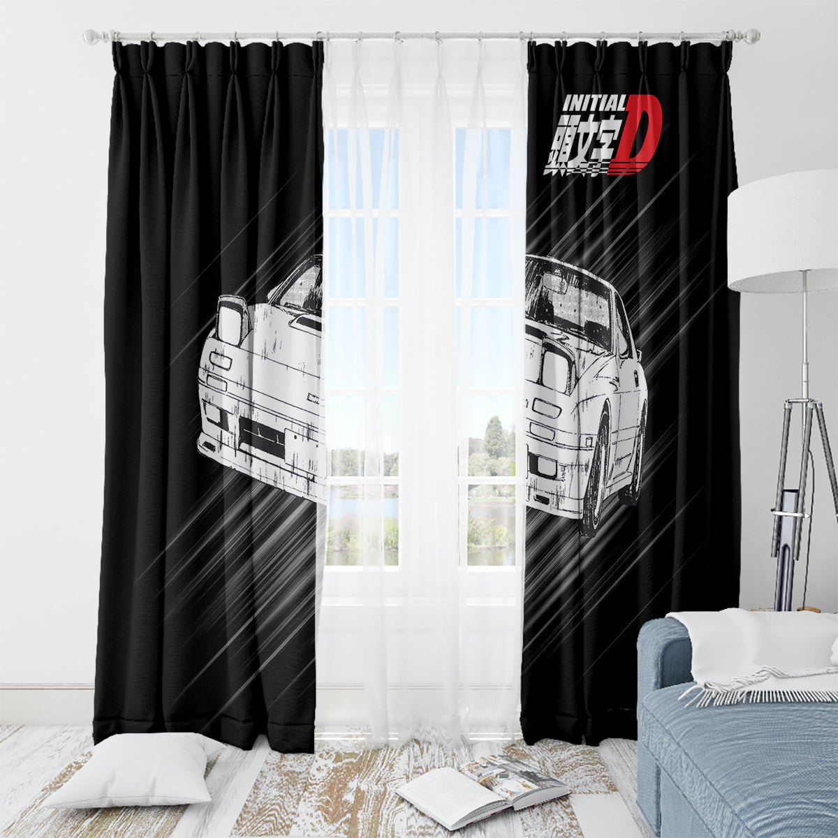 Keisuke Takahashi RX-7 Initial D Window Curtain Manga Mix Anime Style