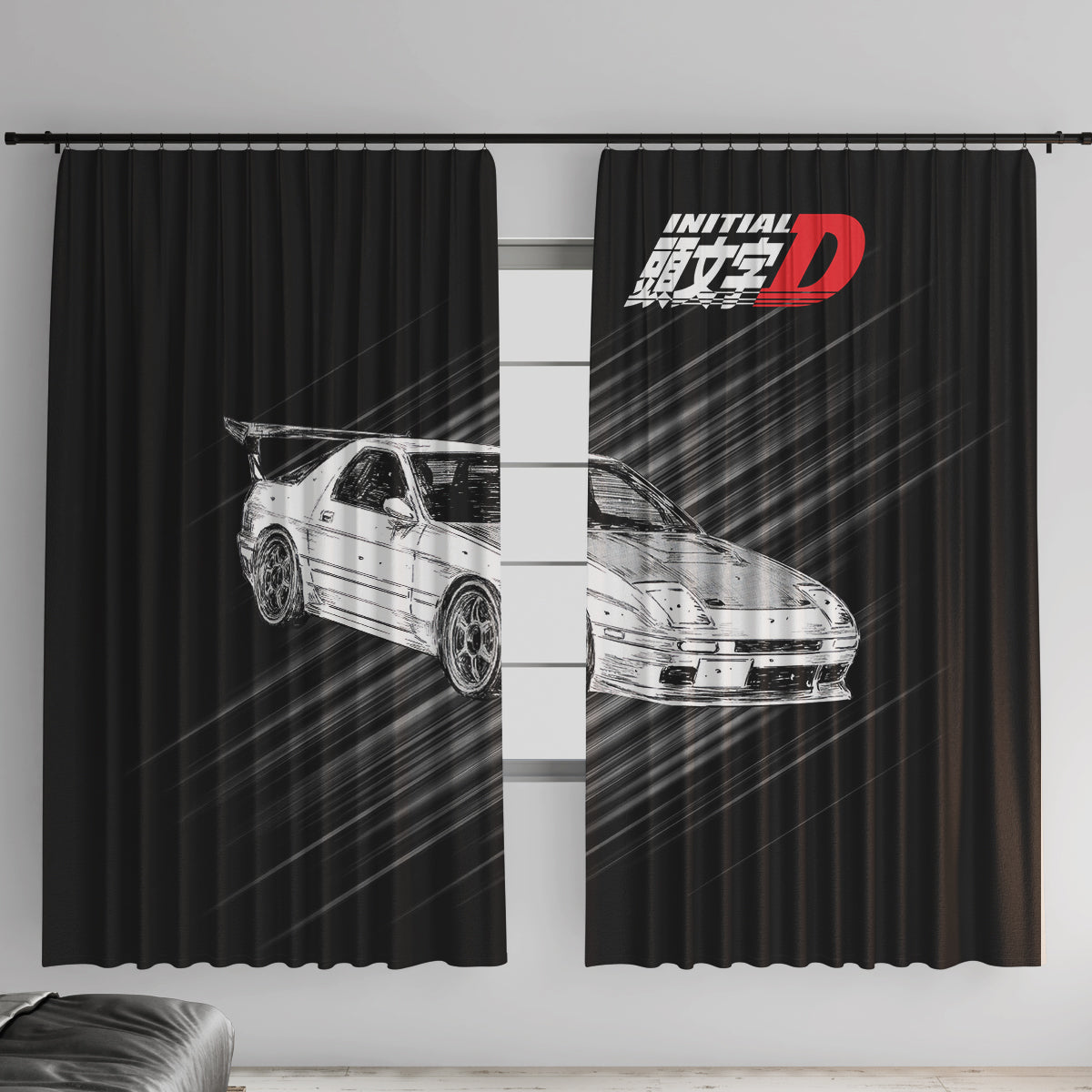 Ryosuke Takahashi RX-7 Initial D Window Curtain Manga Mix Anime Style