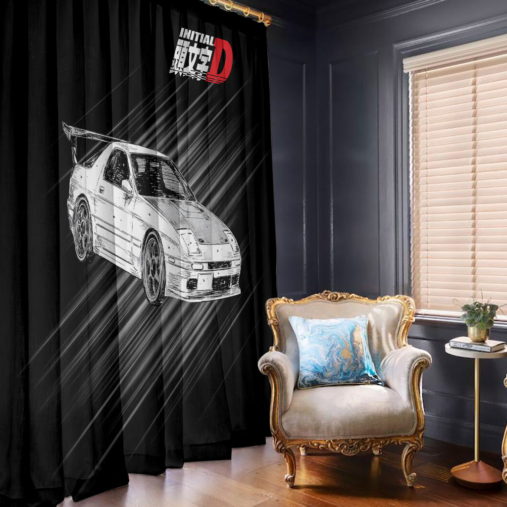 Ryosuke Takahashi RX-7 Initial D Window Curtain Manga Mix Anime Style