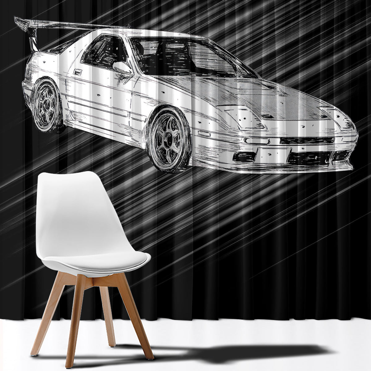 Ryosuke Takahashi RX-7 Initial D Window Curtain Manga Mix Anime Style